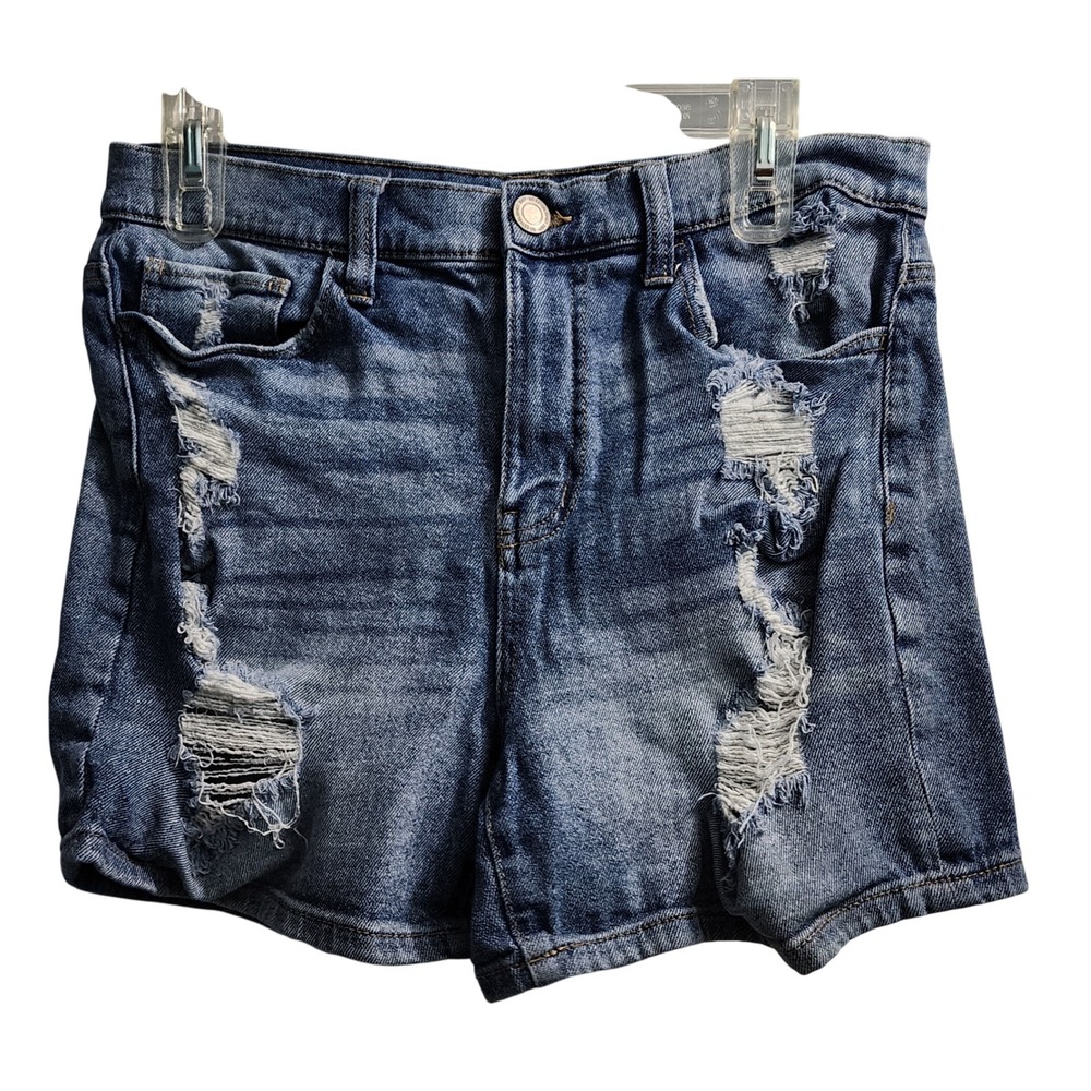 SO Distressed Denim Shorts Ripped Raw Hem Casual Blue Jean Shorts